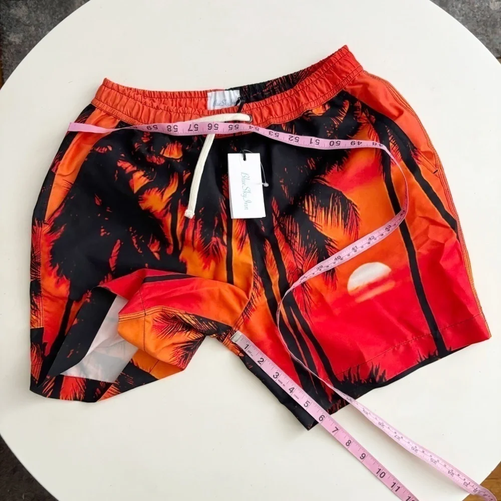 BLUE SKY INN Men’s 6” Sunset Palms Swim Trunks Size Small New Lined